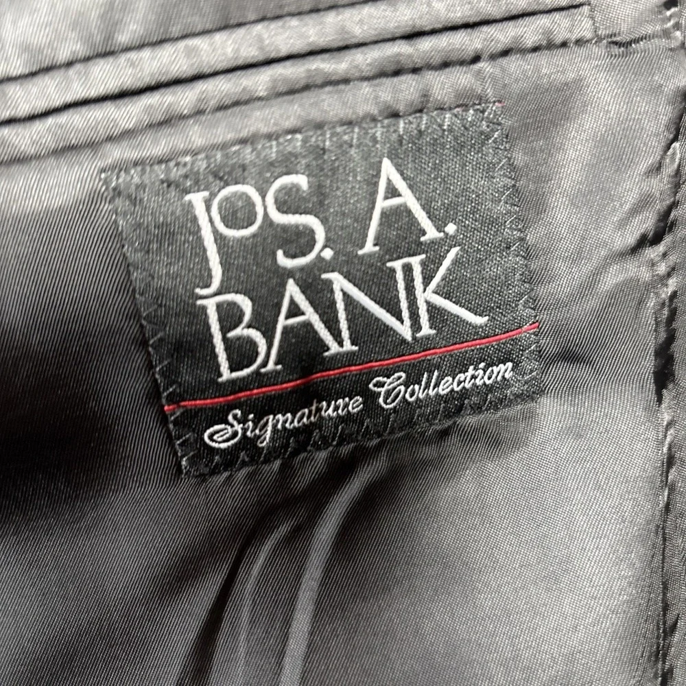 Jos A Bank Signature 2 Piece Suit Mens 43L/36W Gray Plaid 100% Wool Jacket Pants